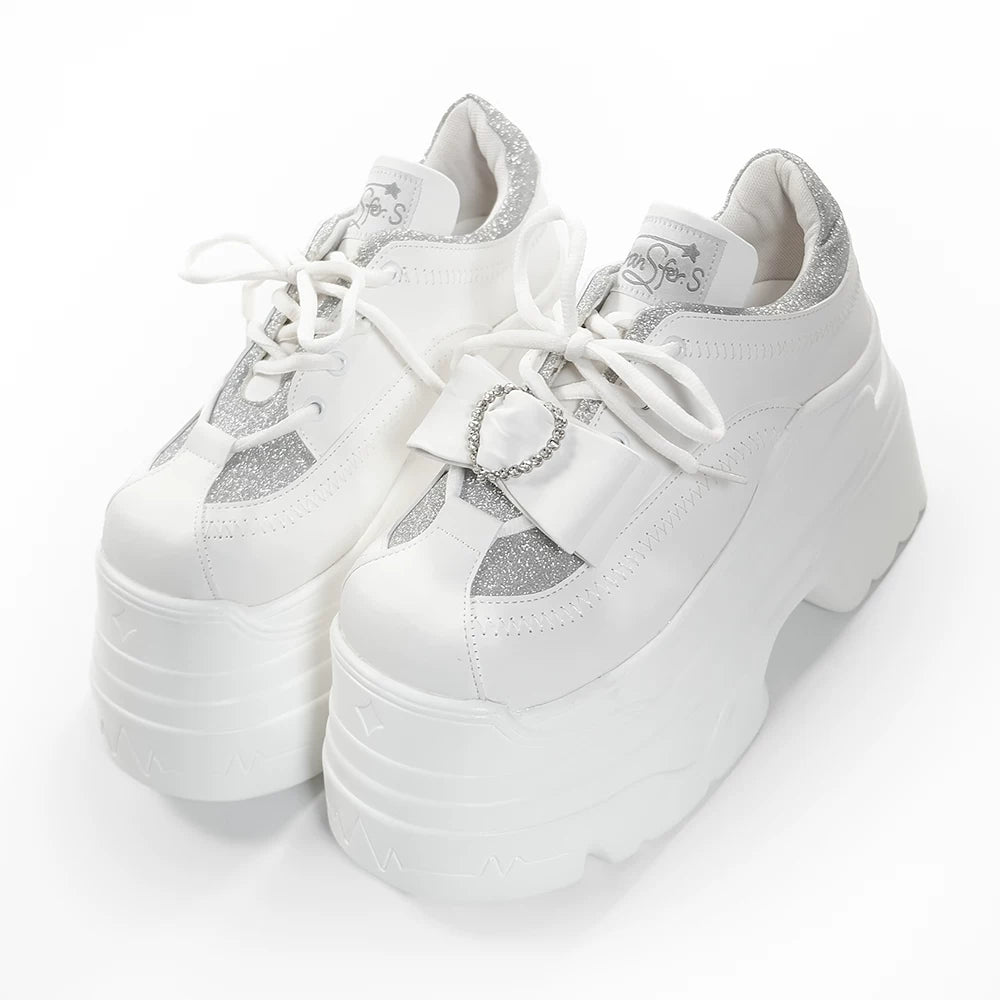 Jirai Kei Platform Shoes, Glitter Upper (白色 / 35 36 37 38 39 40 41) 45422:847858