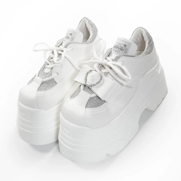Jirai Kei Platform Shoes, Glitter Upper (白色 / 35 36 37 38 39 40 41) 45422:847858