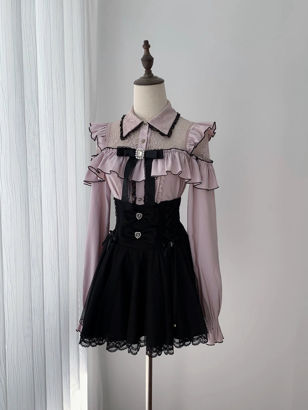 Seiso Kei Pink Blouse & Mermaid Skirt, Lace & Ruffles 45933:870744