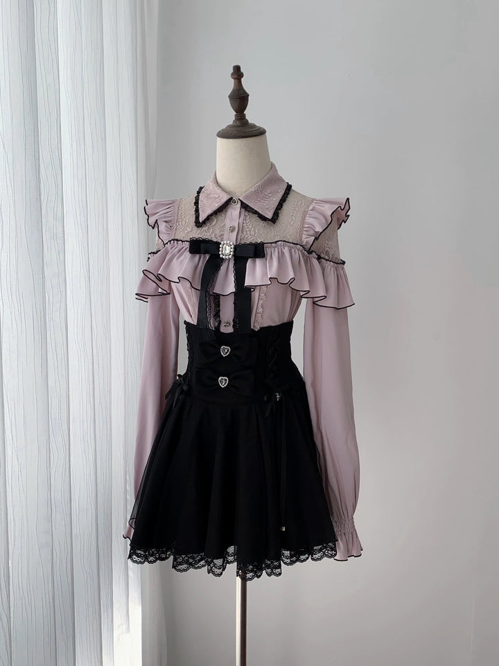 Seiso Kei Pink Blouse & Mermaid Skirt, Lace & Ruffles 45933:870744