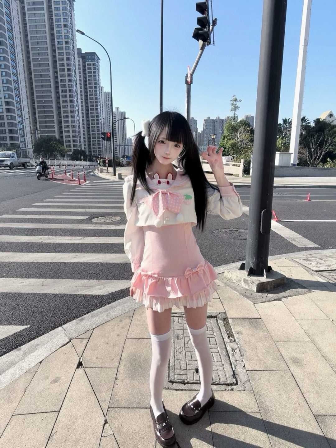 Kawaii Sleeveless Dress, Sailor Collar Blouse, Bunny Ear 44945:830899