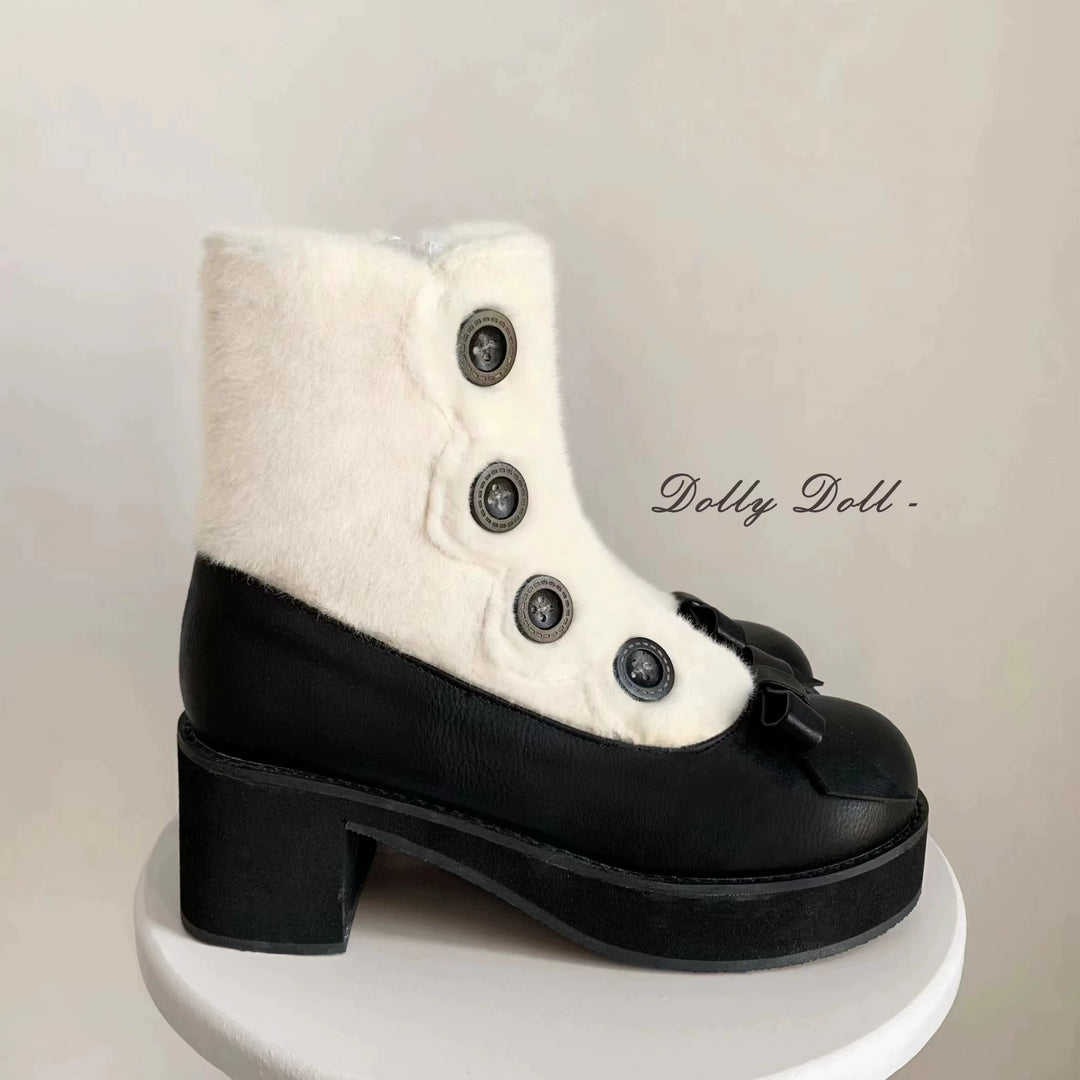 Lolita Boots Sock Mary Jane Shoes Low Heel Shoes Black Brown 32654:408006 32654:408006