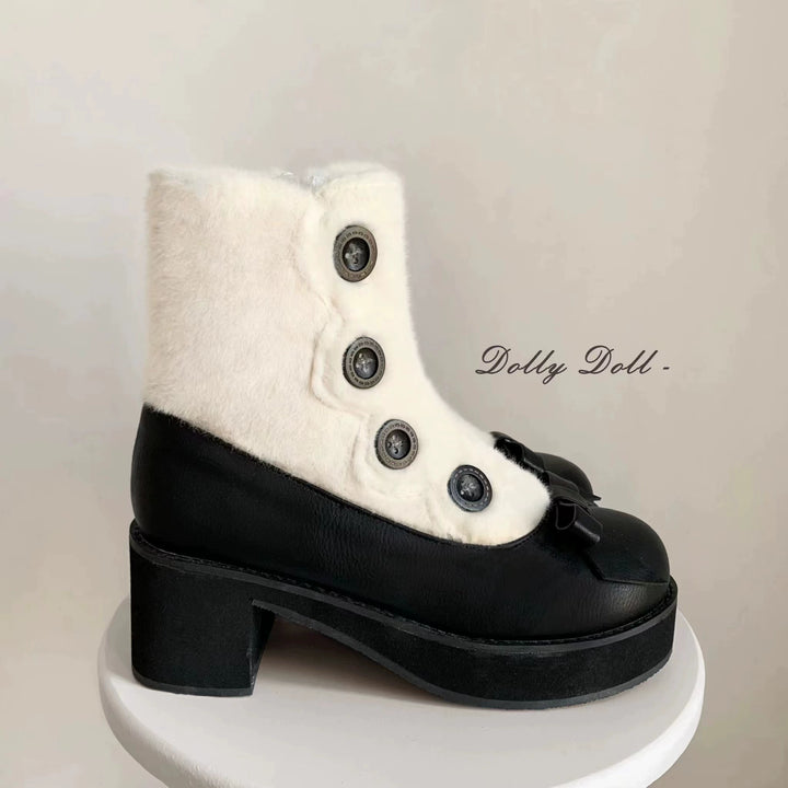 Lolita Boots Sock Mary Jane Shoes Low Heel Shoes Black Brown 32654:408006 32654:408006