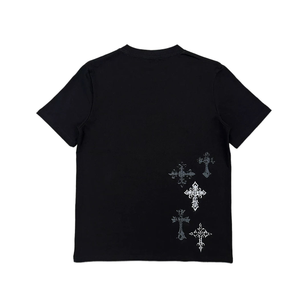 Cotton Subculture Cross Printed T-Shirt, Regular Shoulder 45696:859124