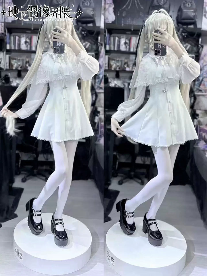 Lace Cape-Inspired Ryousangata Dress 43863:787927
