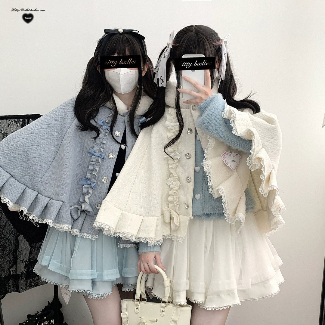 Sweet Style Winter Hooded Cape, Heart Rhinestone 42542:783446