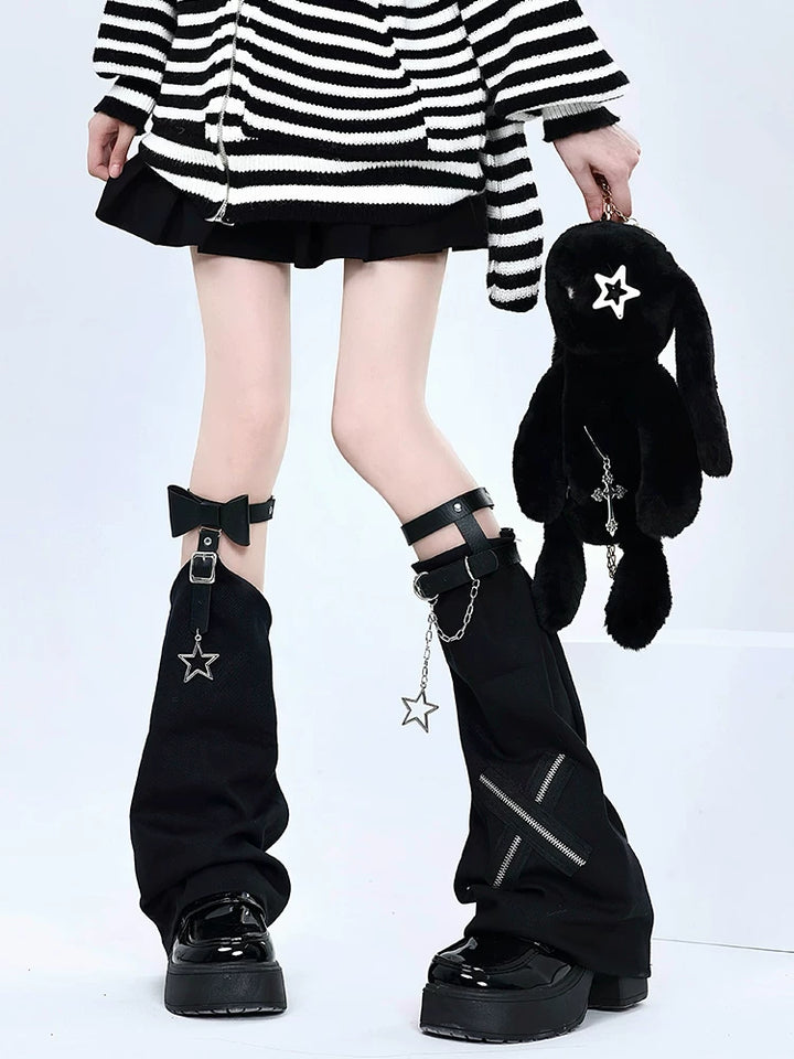 Punk Star-Chain Leg Warmers, Adjustable Garter Straps 45200:840197