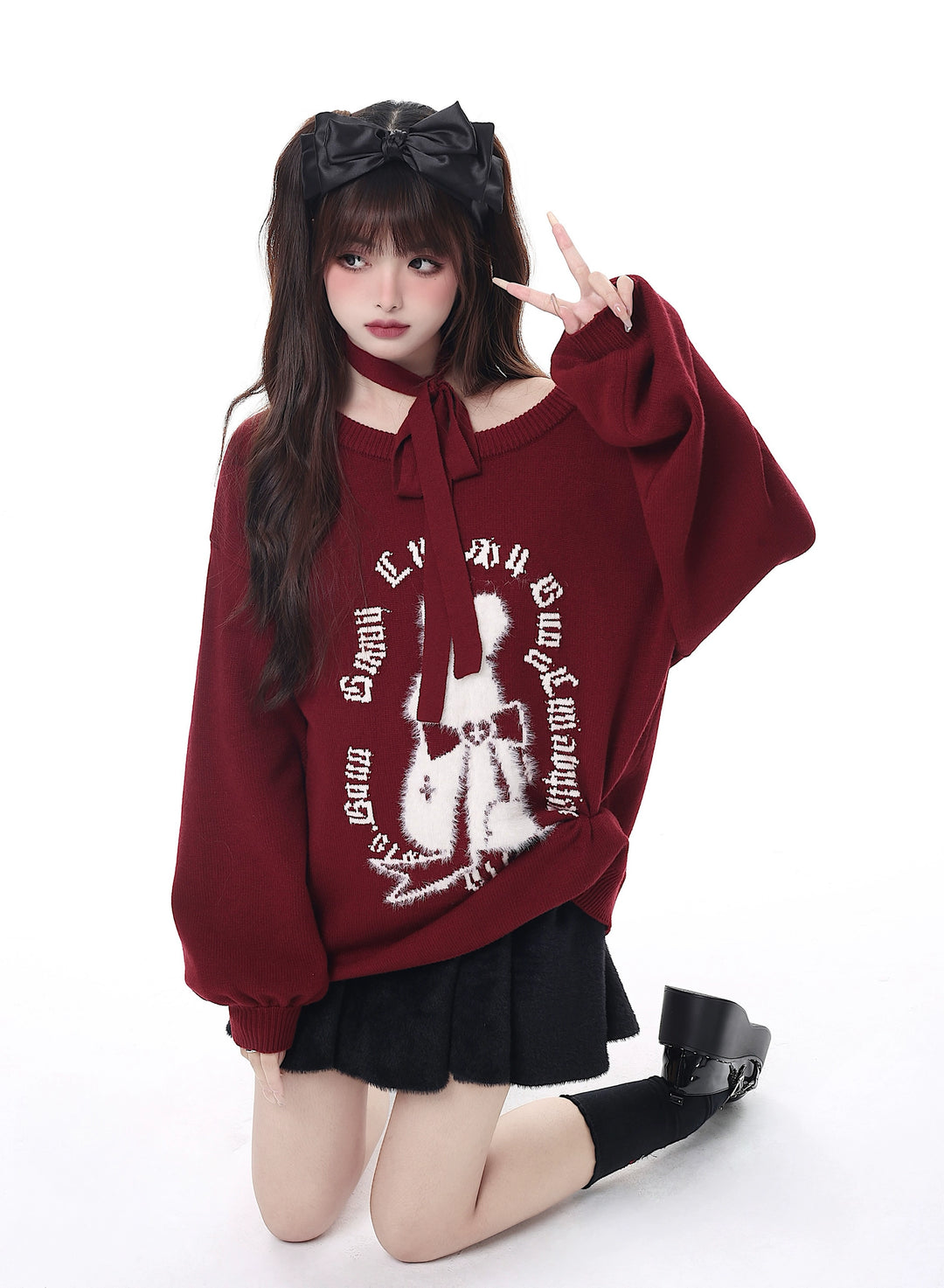 Kawaii Sweater Christmas Pullover Lantern Sleeve Sweater 39552:632954