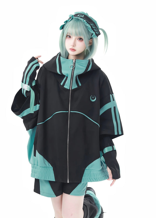 Jirai Kei Outfit Set Short Sleeve Sports Clothing Set (L M XL) 36794:546132