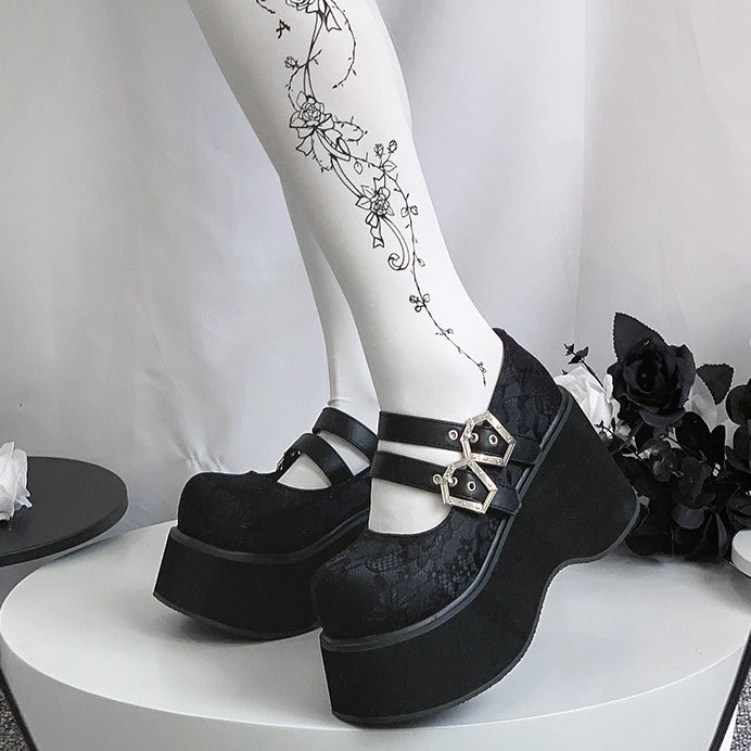 Black Red Platform Shoes Mary Jane Shoes Honey Wardrobe