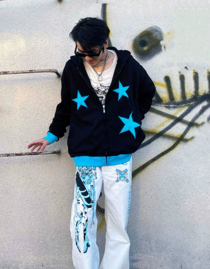 Subculture Coat Star Hoodie Kawaii Velvet Coat Jeans Pants (L M S XL) 33986:466670