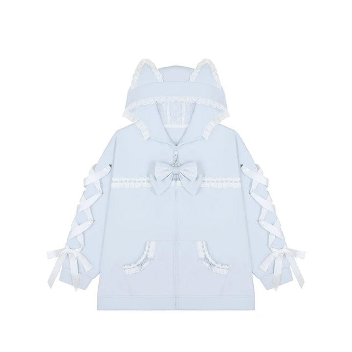 Tenshi Kaiwai Cat Ear Zip-Up Hoodie, Side Lace Pants 45585:865697