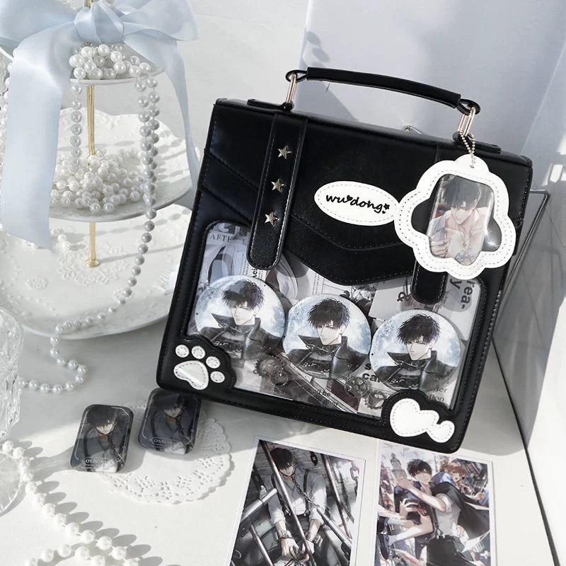 Cat Paw Ita Bag, Backpack with Clear Window (Black) 45421:848404