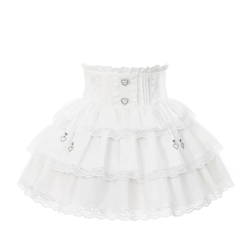 Ryousangata White Lace Blouse & High Waist Skirt (L M S) 45579:853616