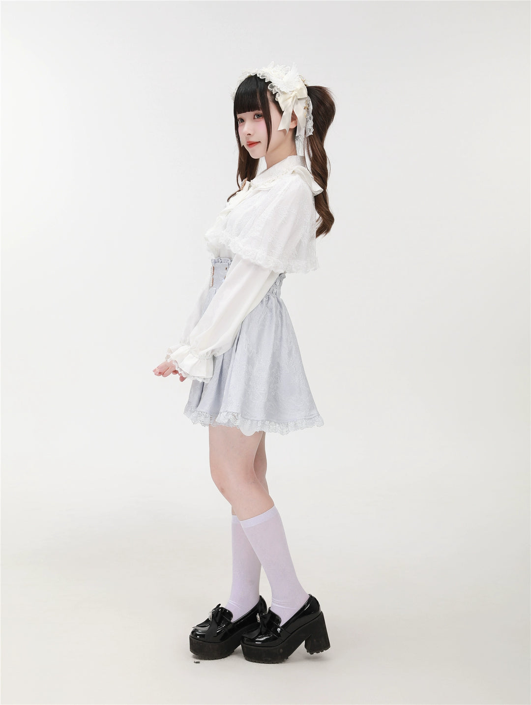 Patterned Ryousangata Suspender Skirt with Hidden Pockets 42892:757576