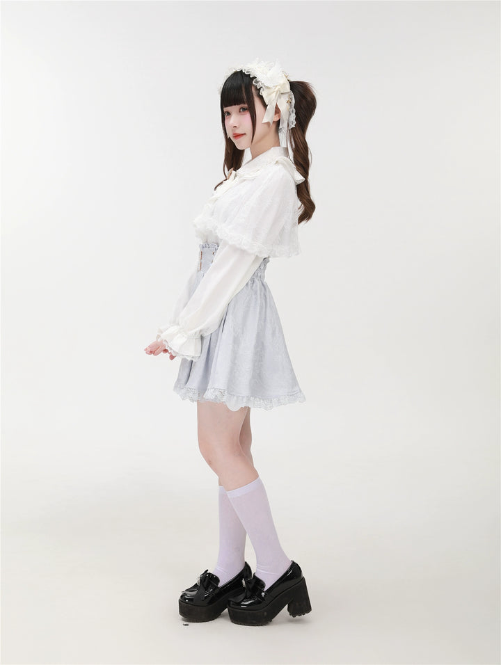Patterned Ryousangata Suspender Skirt with Hidden Pockets 42892:757576