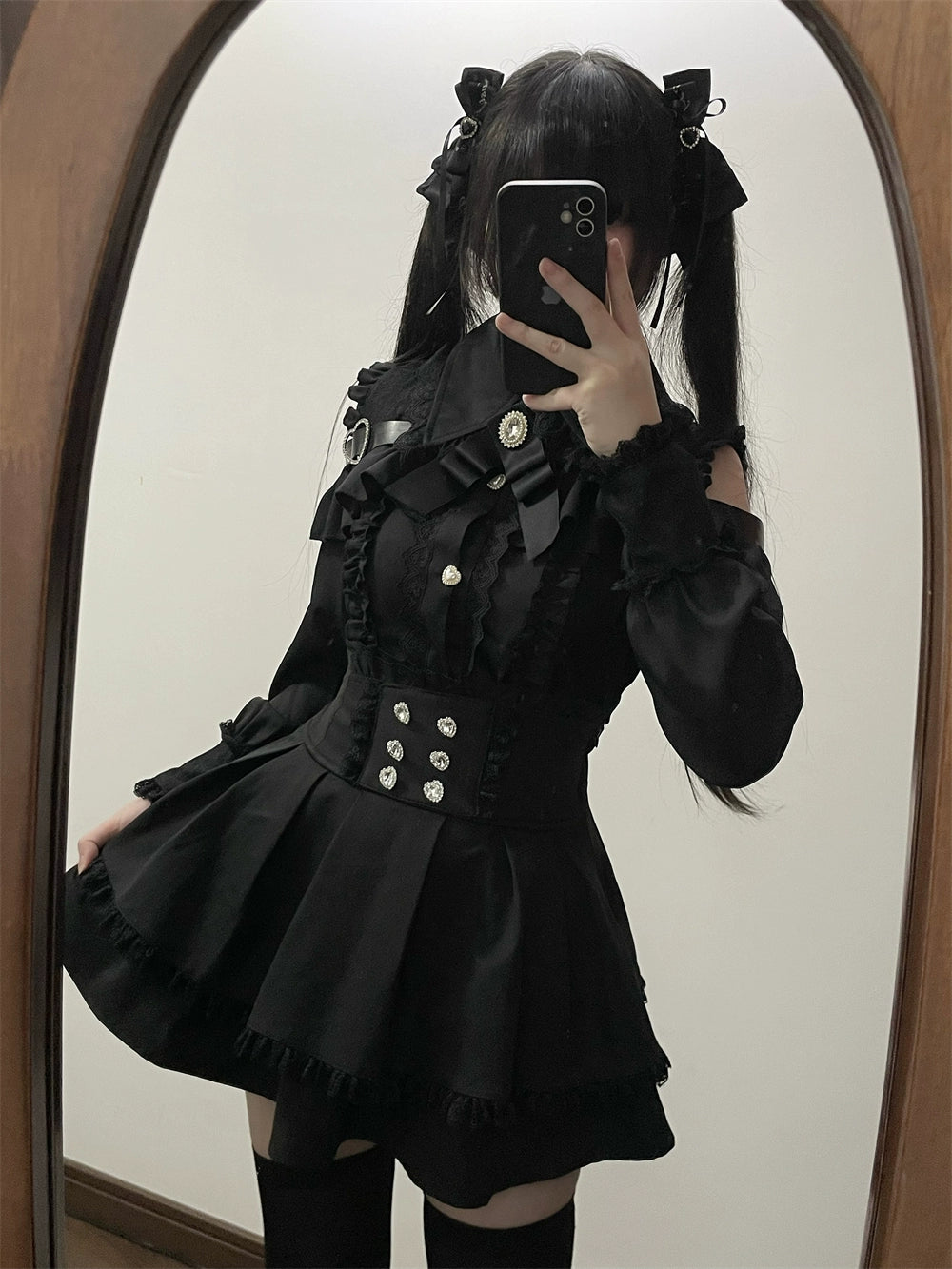 Jirai Kei Skirt Open Shoulder Blouse Set Multicolor (2XL L M S XL) 39874:653398