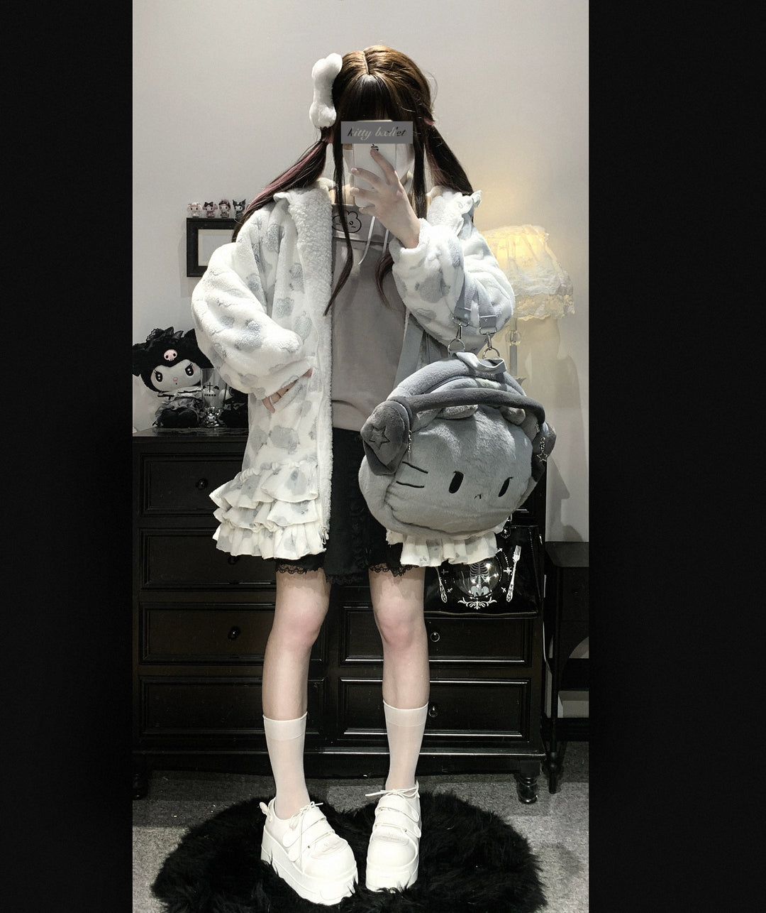 Kawaii Winter Coat, Skirt-Inspired Hem 44067:795125