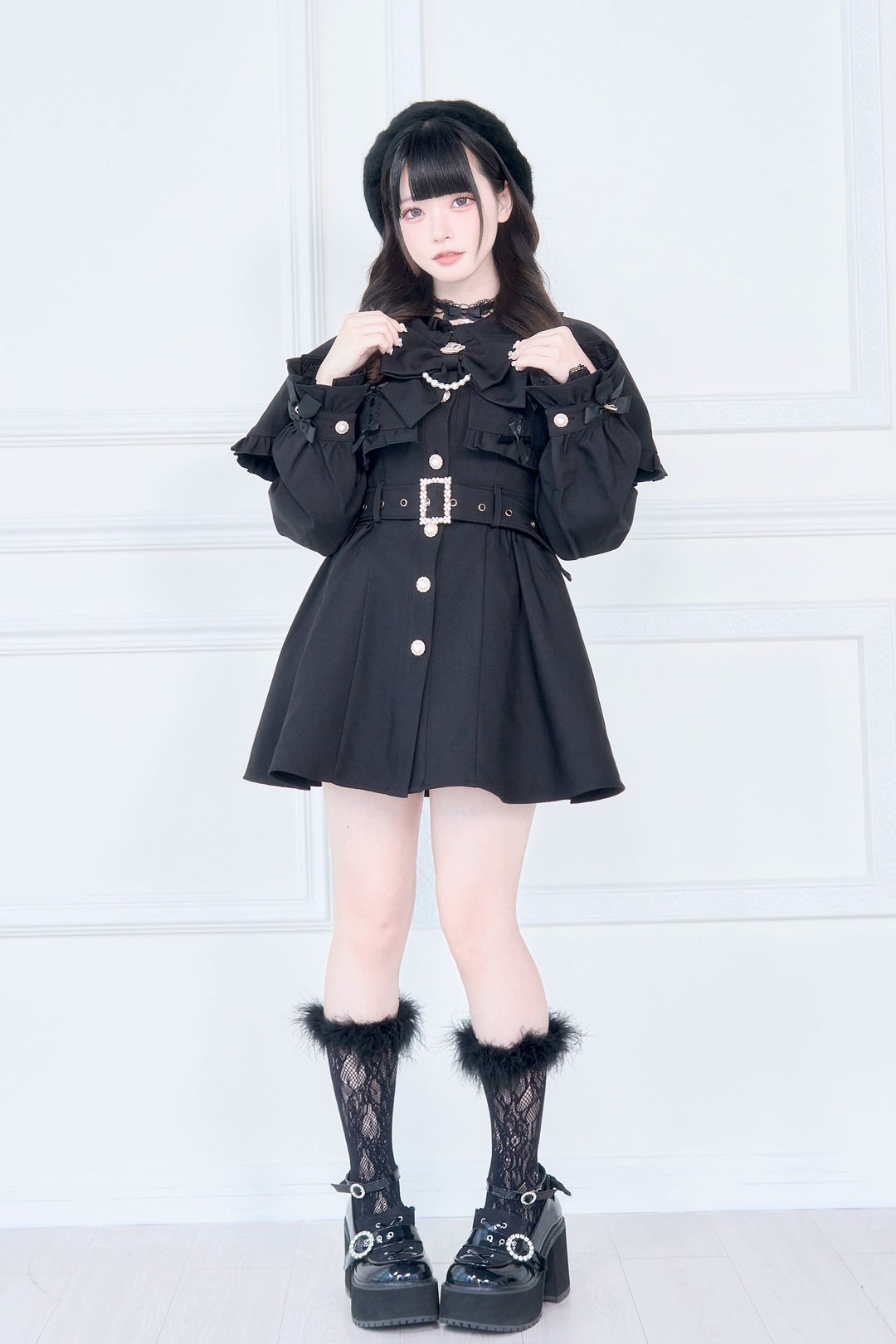 Cape Styled Jirai Kei Trench Coat 43822:786592