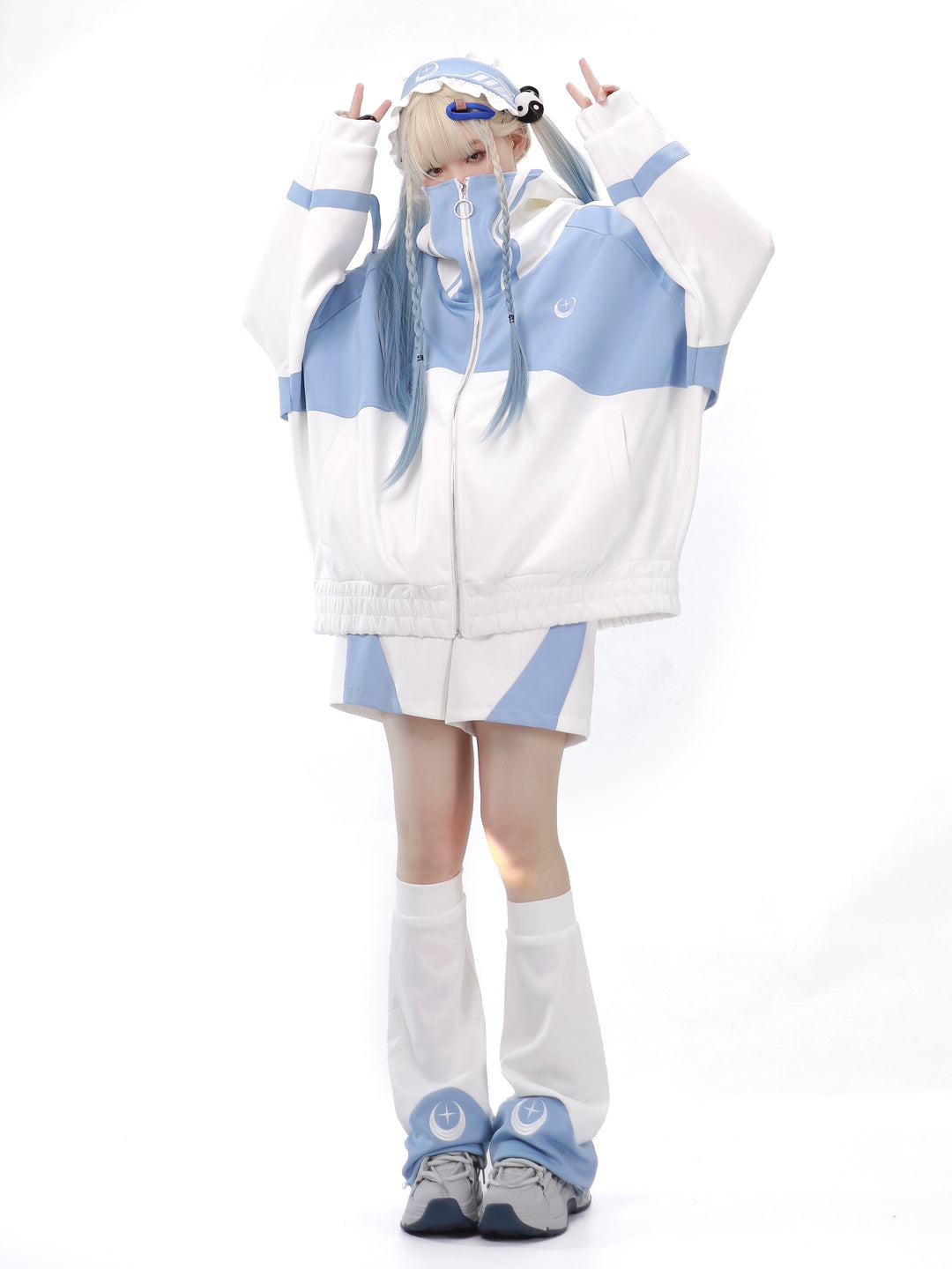 Plus Size Tenshi Kaiwai Coat Loose-fitting Sports Set (L M XL) 29162:357174