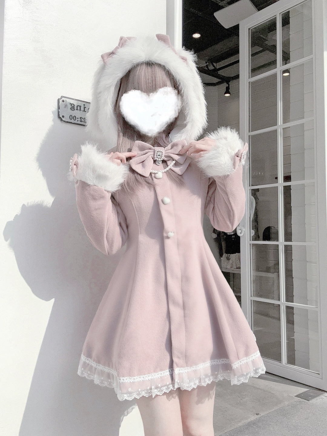 Ryousangata Pink Coat, Removable Bunny Ear Hood 44012:793134