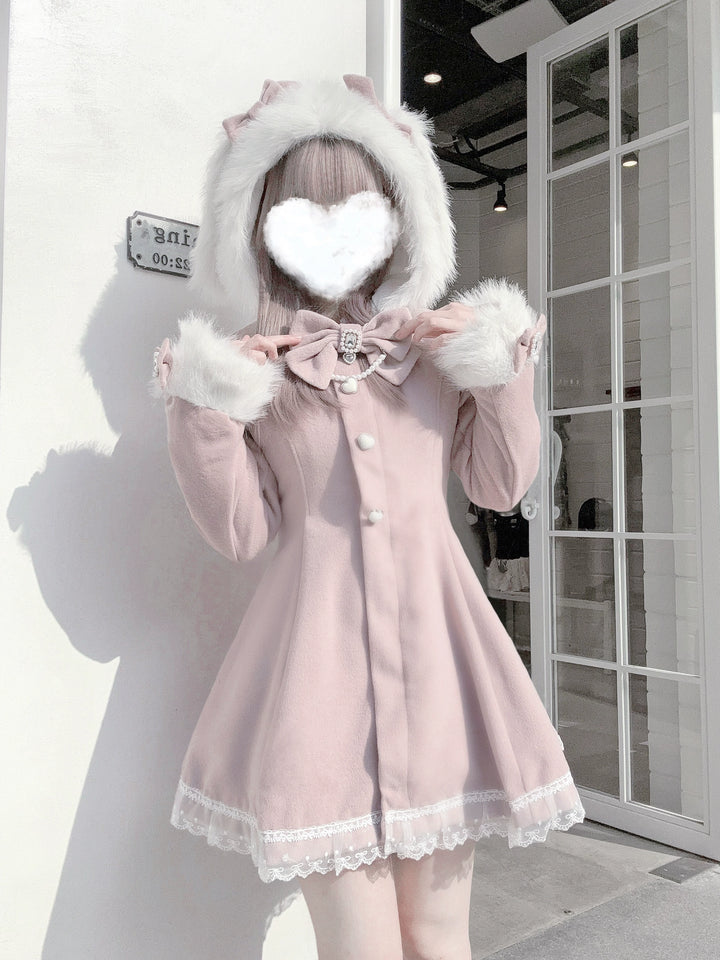 Ryousangata Pink Coat, Removable Bunny Ear Hood 44012:793134
