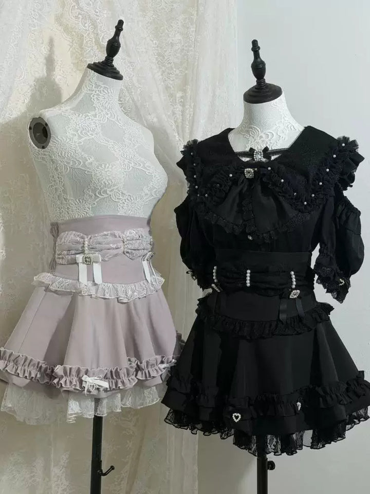 Fluffy Jirai Kei Bubble Skirt, Detachable Waist Bows (L M S XL) 45936:870222
