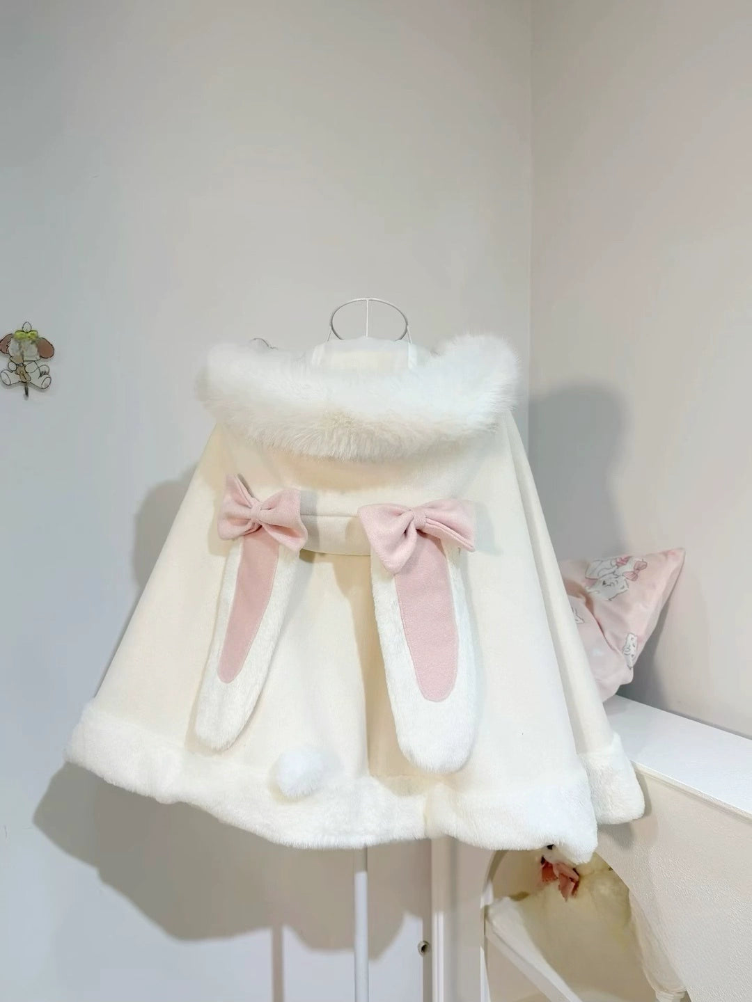 Sweet Lolita Coat Kawaii Ribbon Bunny Ear Cape For Winter 40290:678322