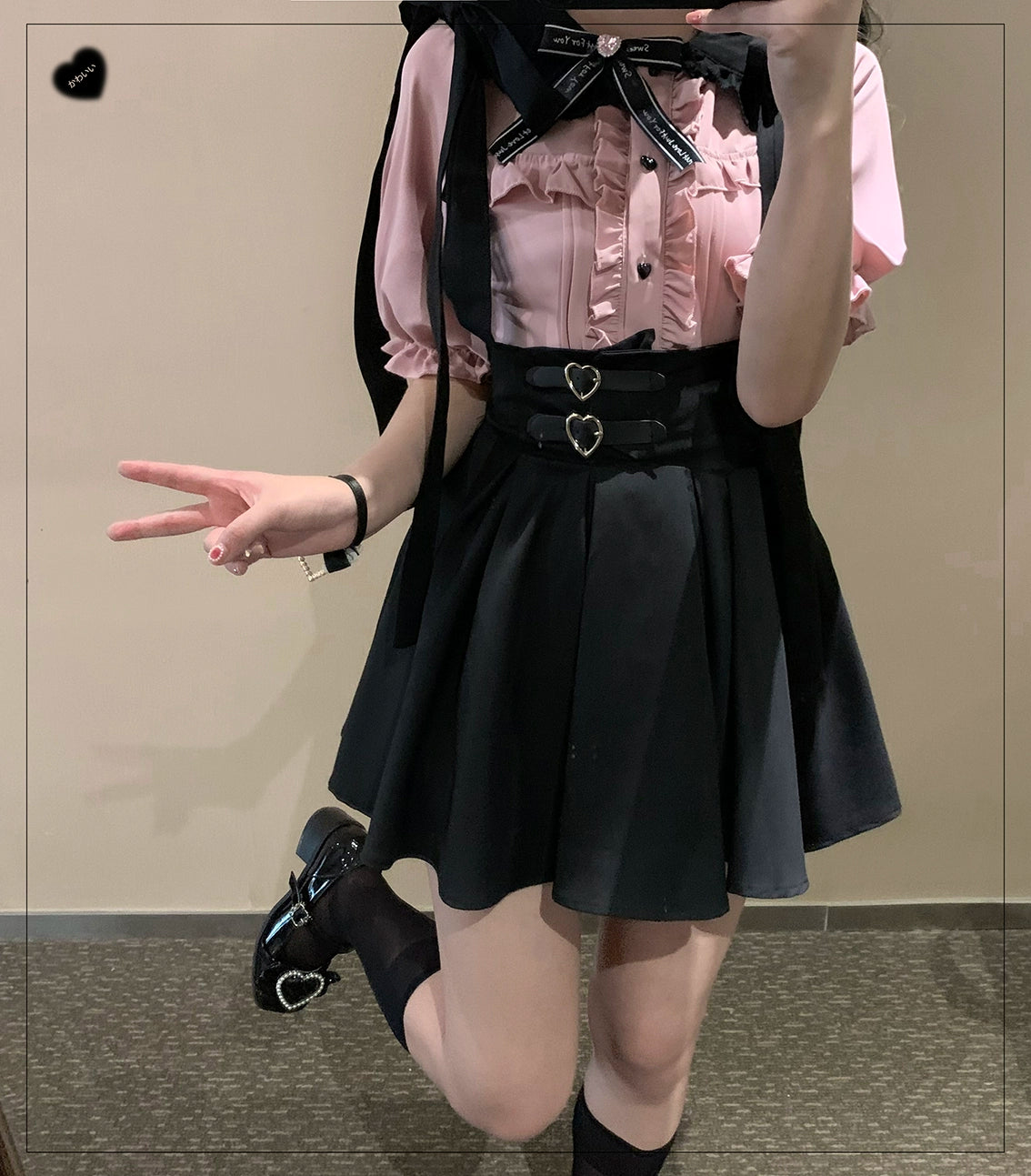 Jirai Kei Overall Dress Salopette Heart Buckle Suspender Skirt 35386:526738