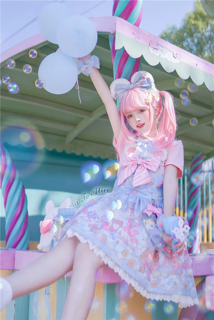 Fairy Kei Pink/ Blue Purple Yellow Coffee Lolita Dress 31732:365844 31732:365844