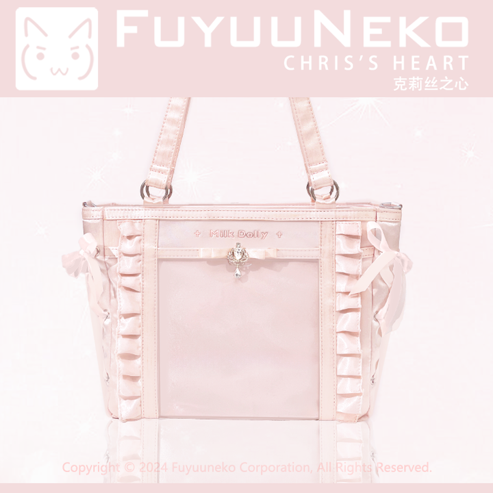 Large-Capacity Ita Bag, Clear Window Front + Rhinestones (Pink) 43231:779274