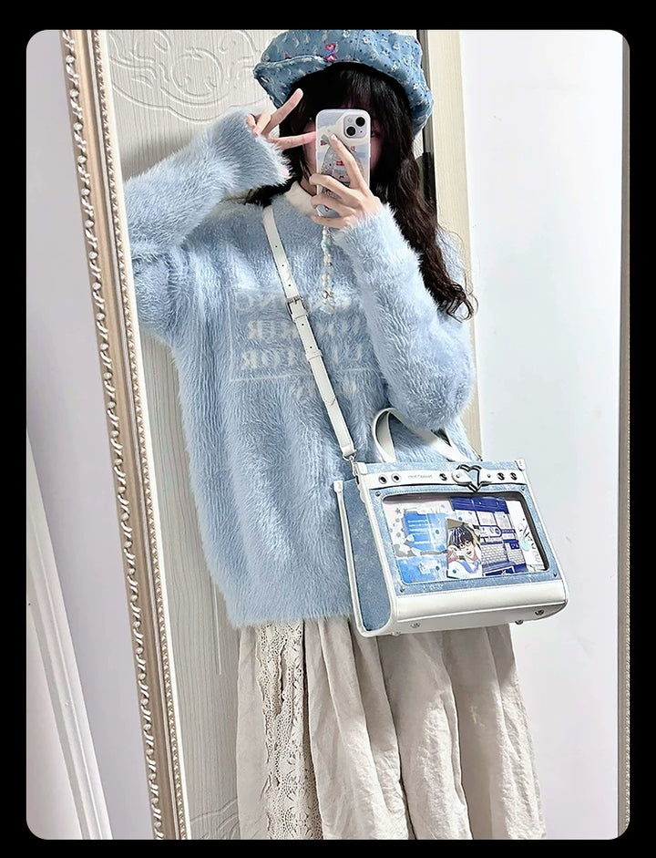 Japanese-Style Boxy Shape Ita Bag, Detachable Chain 45417:847813