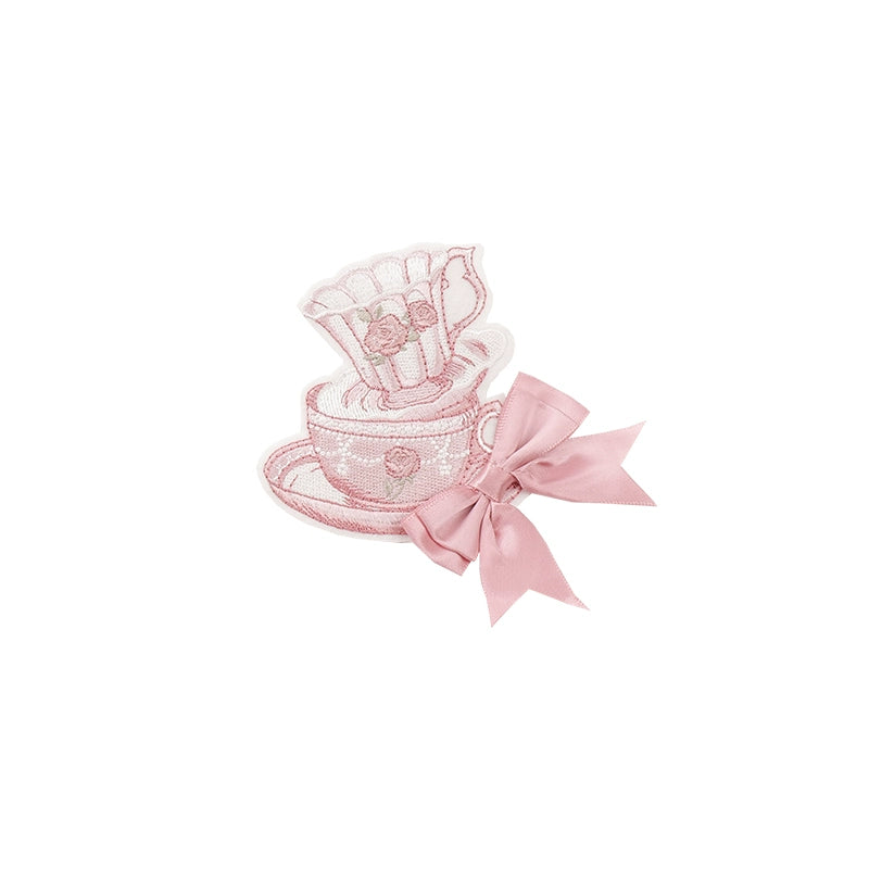 Pink Blue Lolita Dress Short Sleeve Lolita Dress Floral Tea Pot Print (L M S) 37134:552398
