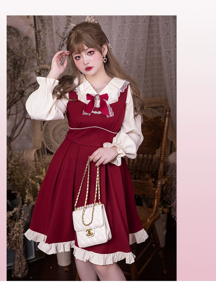 Plus Size French Retro Red Hepburn Fit Dress Set (2XL 3XL 4XL XL) 22686:337110 (2XL 3XL 4XL XL) 22686:337110