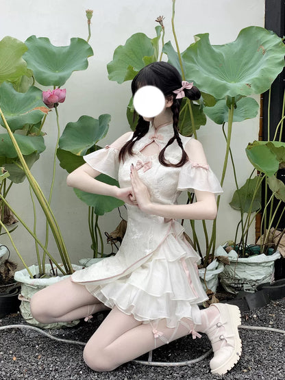 Spicy Girl Chinese Cheongsam Black White Dress 29526:350510