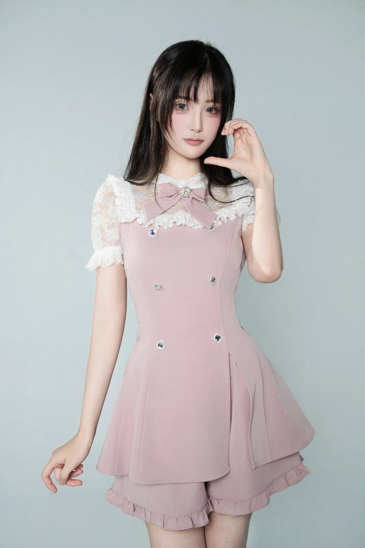 Jirai Kei Dress Set, Lace and Rhinestone 43844:786630