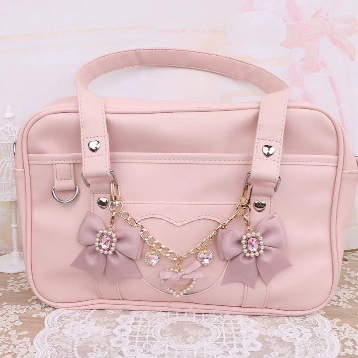 Ryousangata Bag Chain & Bow Charm, Heart-Shaped Rhinestone 45075:839453