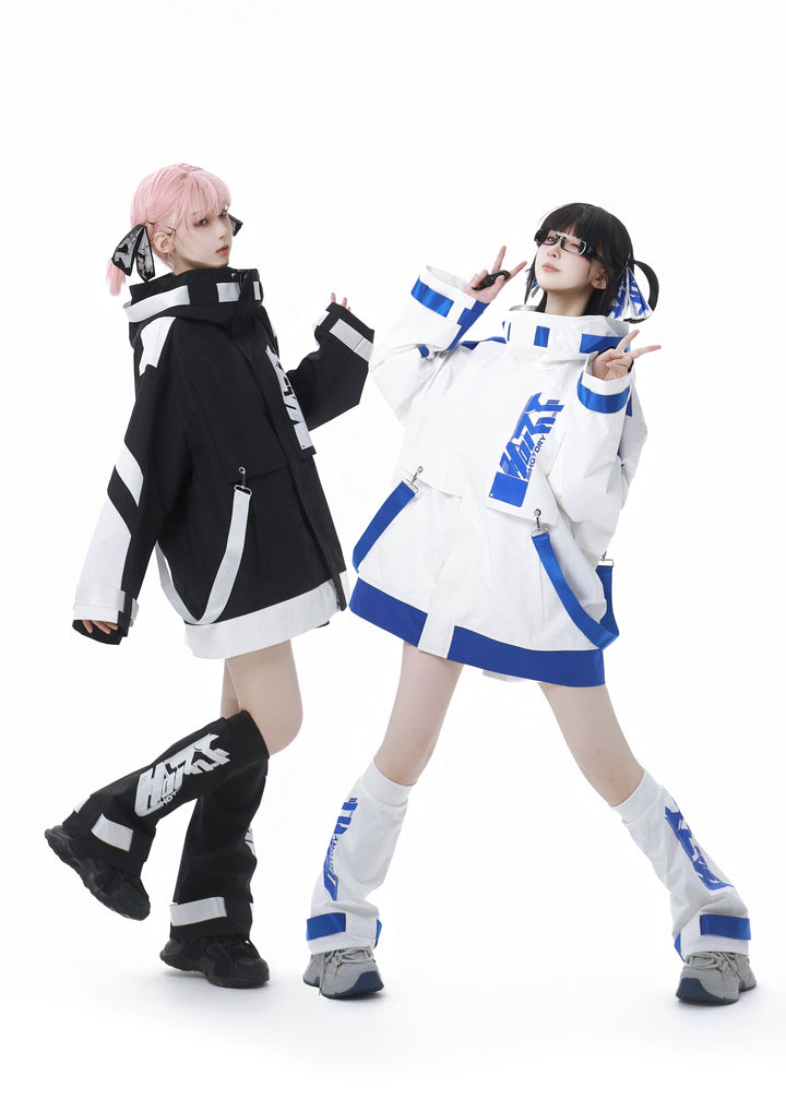 Jirai Kei Outfits Tenshi Kaiwai Hooded Jacket Shorts Set 40084:654378