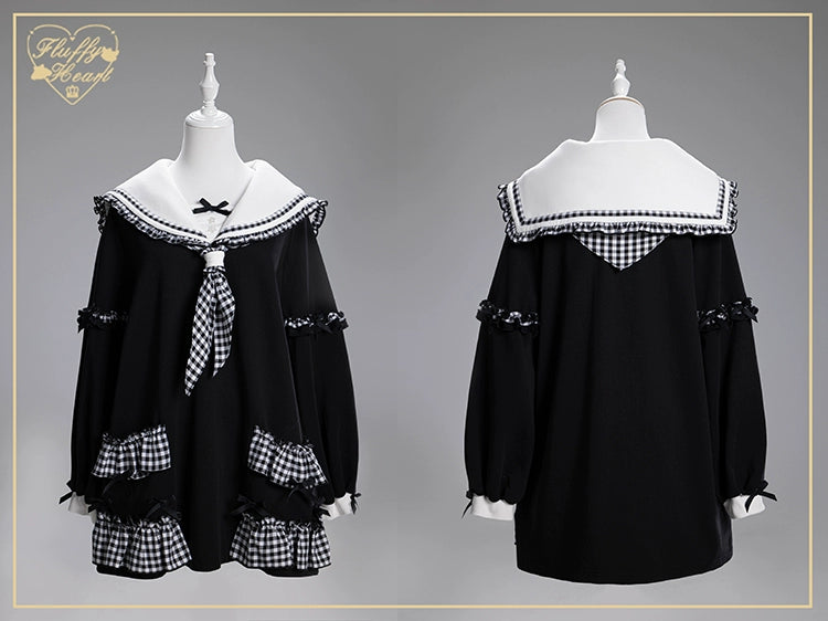 Kawaii Sailor Collar Sweatshirt, Plaid Neckercheif 43867:790590