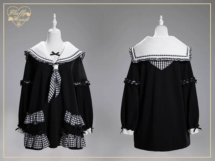 Kawaii Sailor Collar Sweatshirt, Plaid Neckercheif 43867:790590