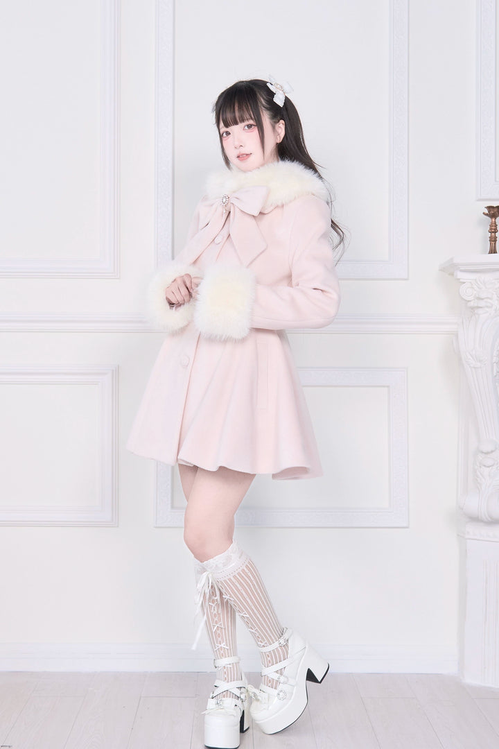 Ryousangata Winter Coat, Faux Fur, Detachable Bow & Cape 44066:794452