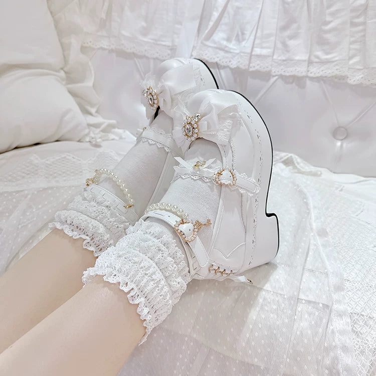 Jirai Kei Platform Shoes, Detachable Pearl-Like Chain 44929:828525