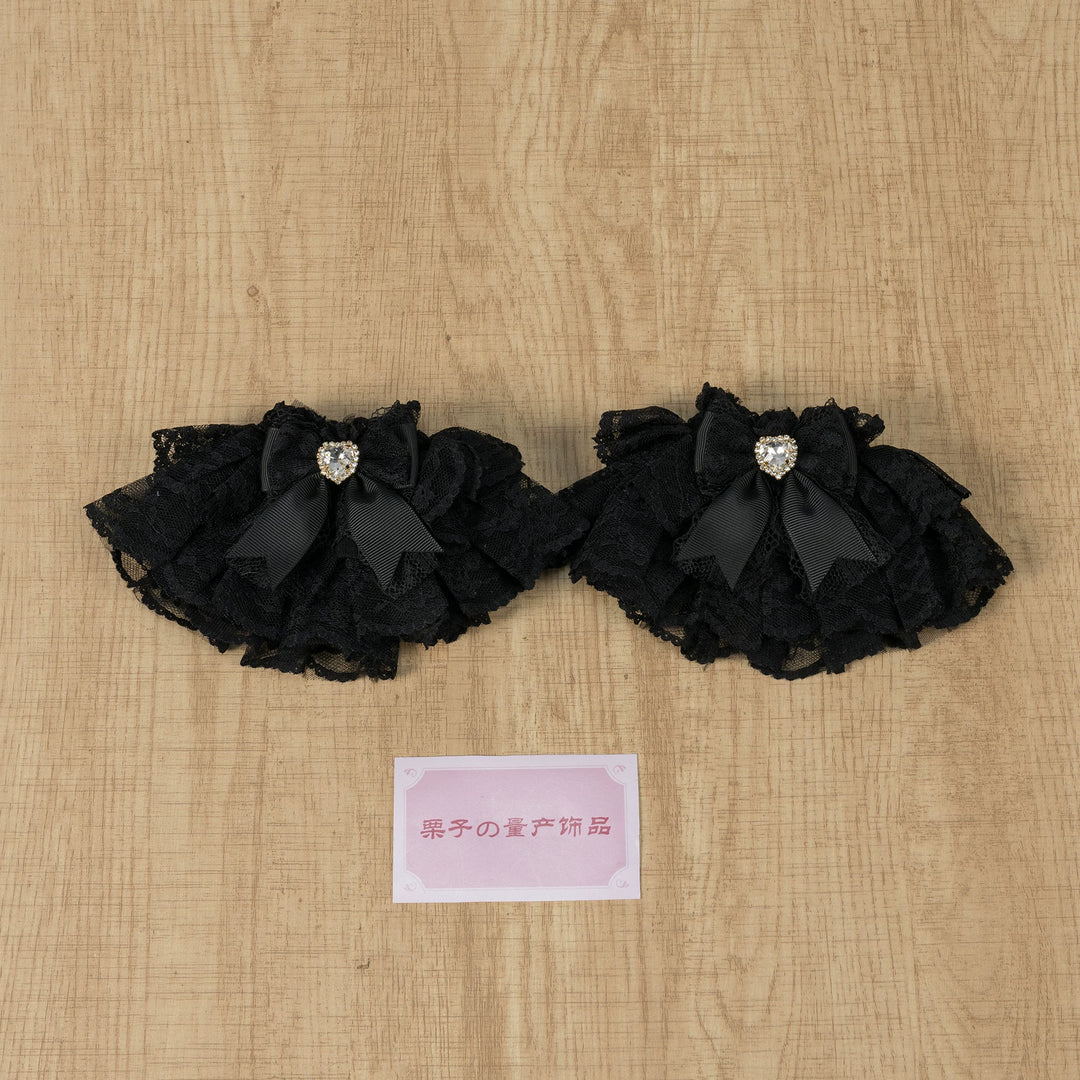 Ryousangata Lace Cuffs, Bow and Heart-shaped Rhinestone 45339:845051