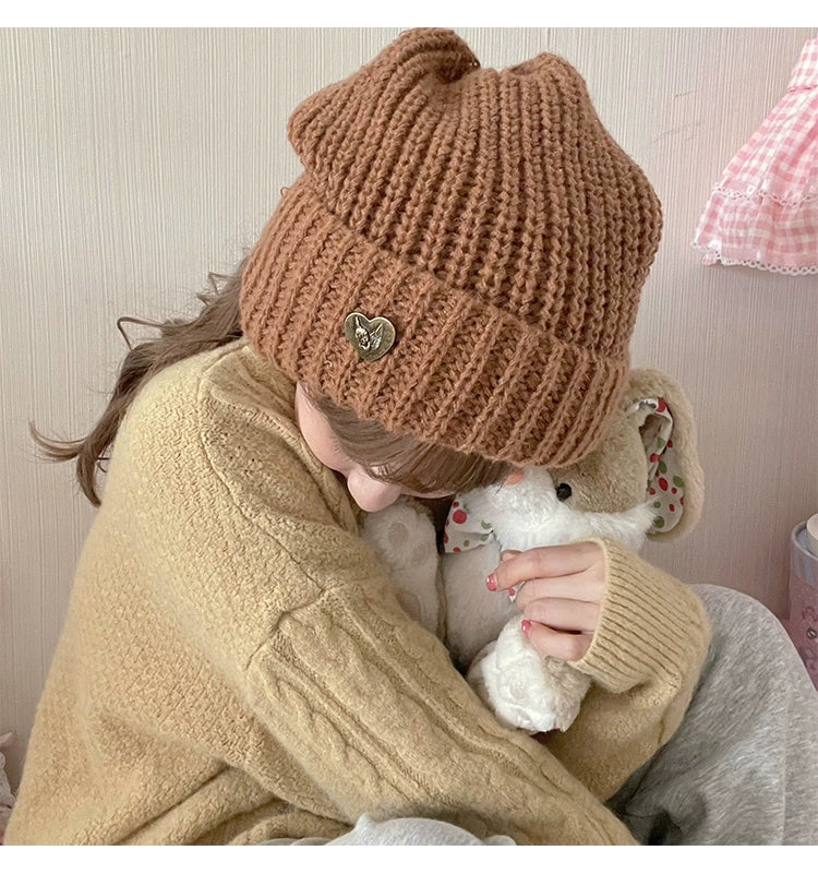 Warm Knitted Hat Thick Woolen Cap Winter Cold Hat 39338:620390