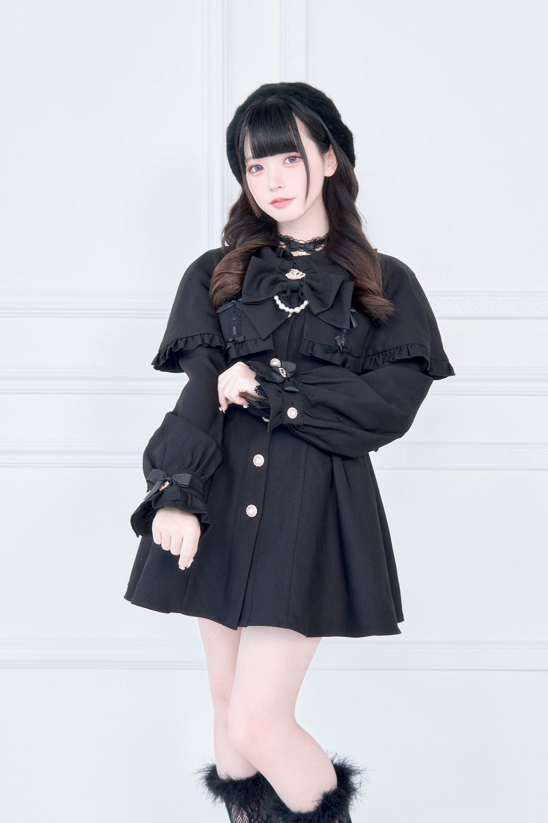 Cape Styled Jirai Kei Trench Coat 43822:786593