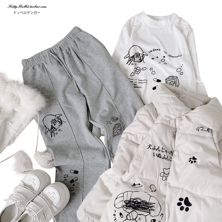 Subculture Sports Pants Yami Kawaii Wid-leg Trousers 42074:725058