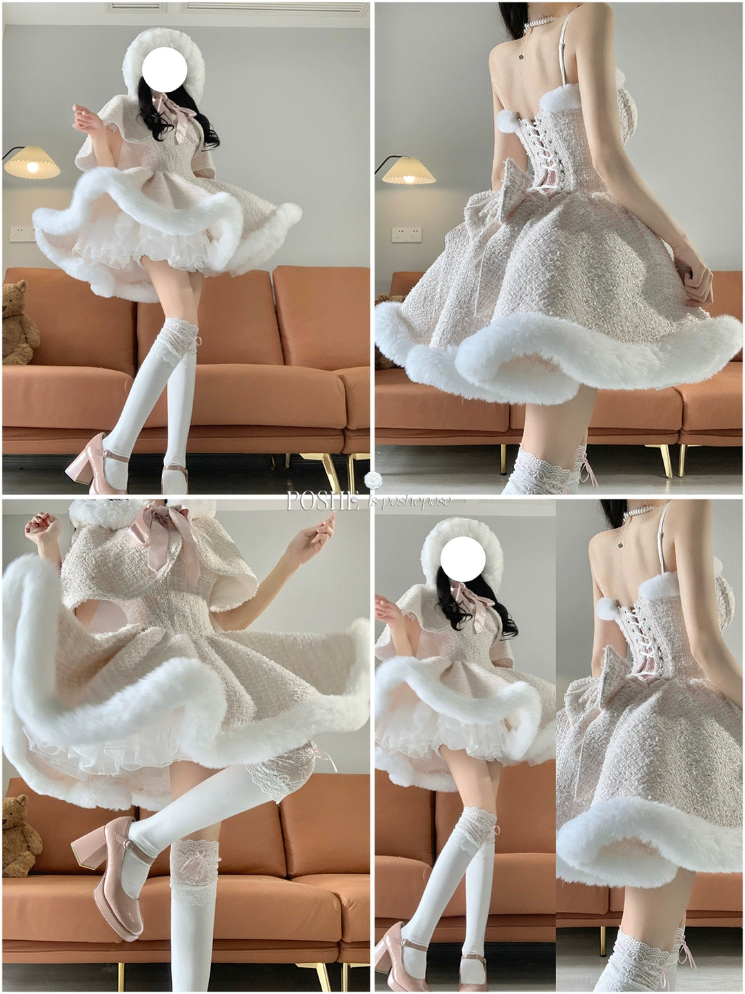 Puffy Prom Dress Petticoat Lolita Dress Petticoat Black White 36386:542646