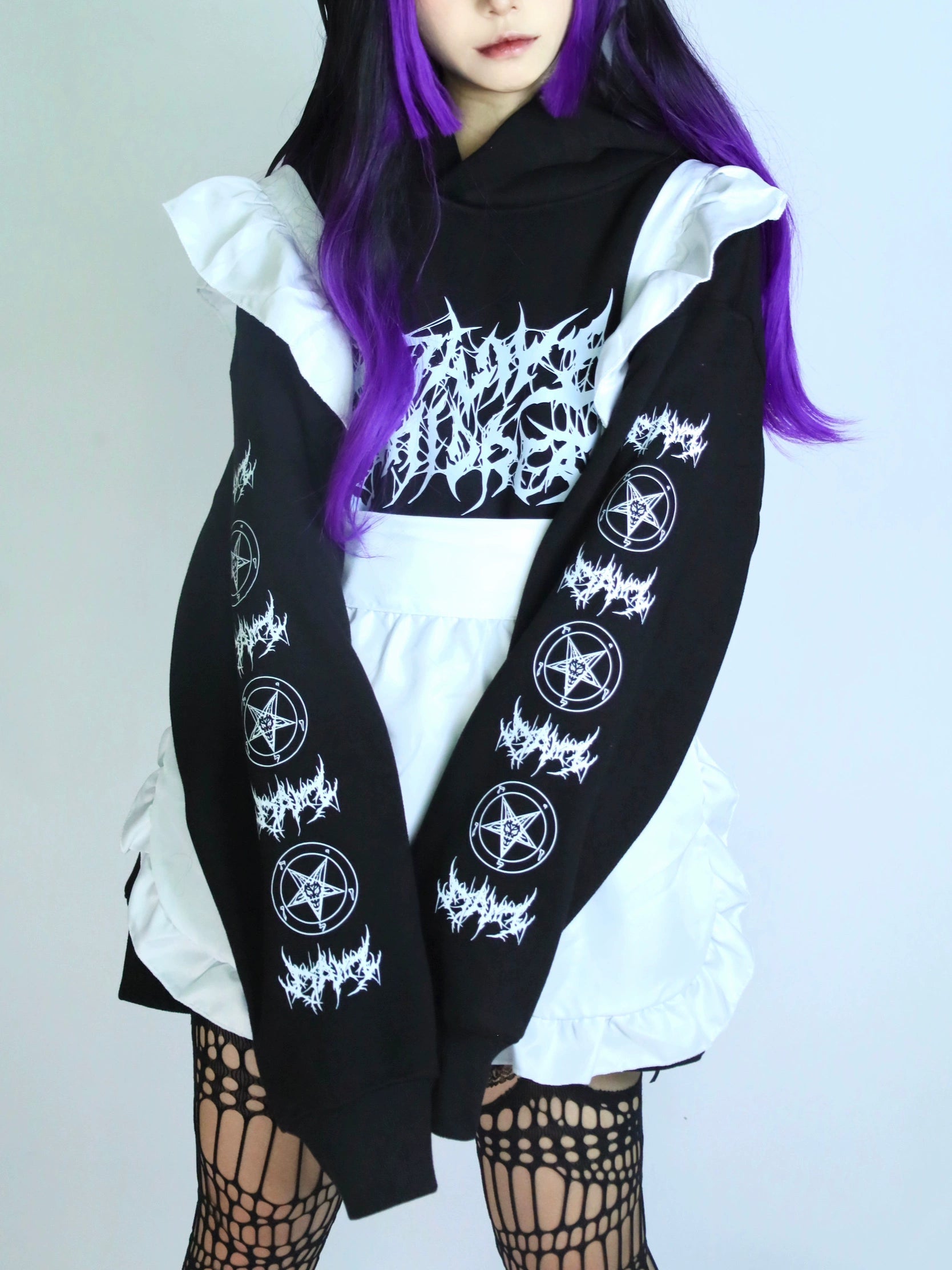 Jirai Kei Hoodie Punk Top Gothic Black and White Sweatshirt 32944:557822