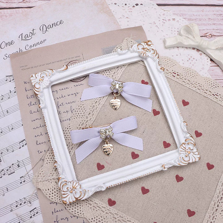 Jirai Kei Hair Clip, Rhinestone Bow & Heart Pendant 45071:834150