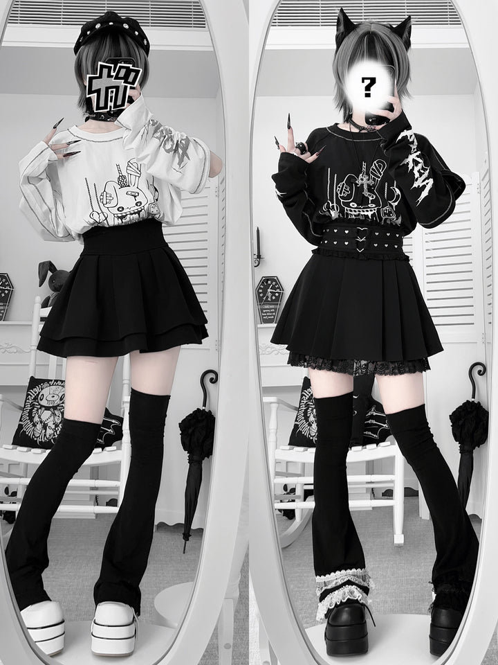 Sub Culture Bunny Printed T-shirt, Detachable Sleeves 44033:795040